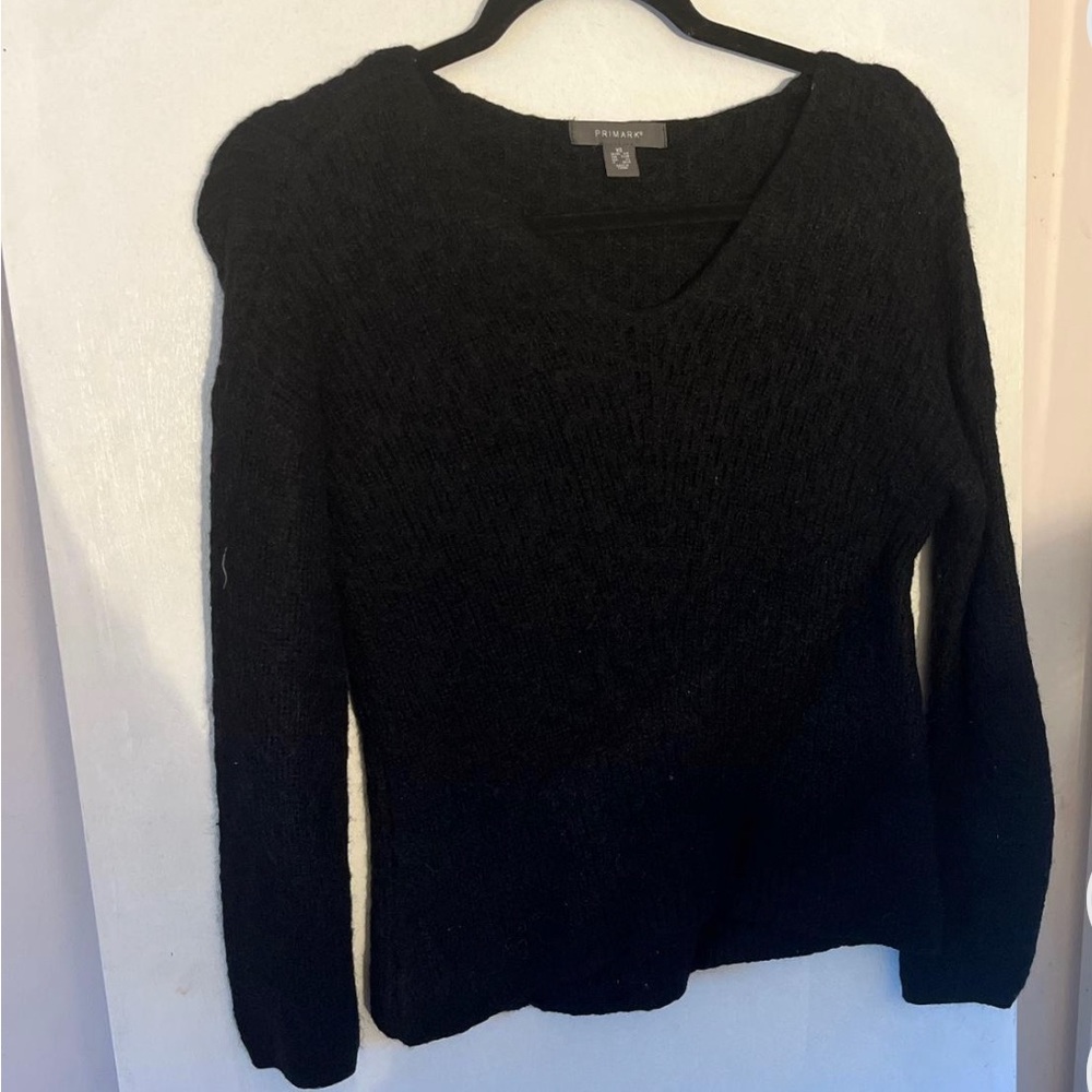 Fuzzy black v neck sweater